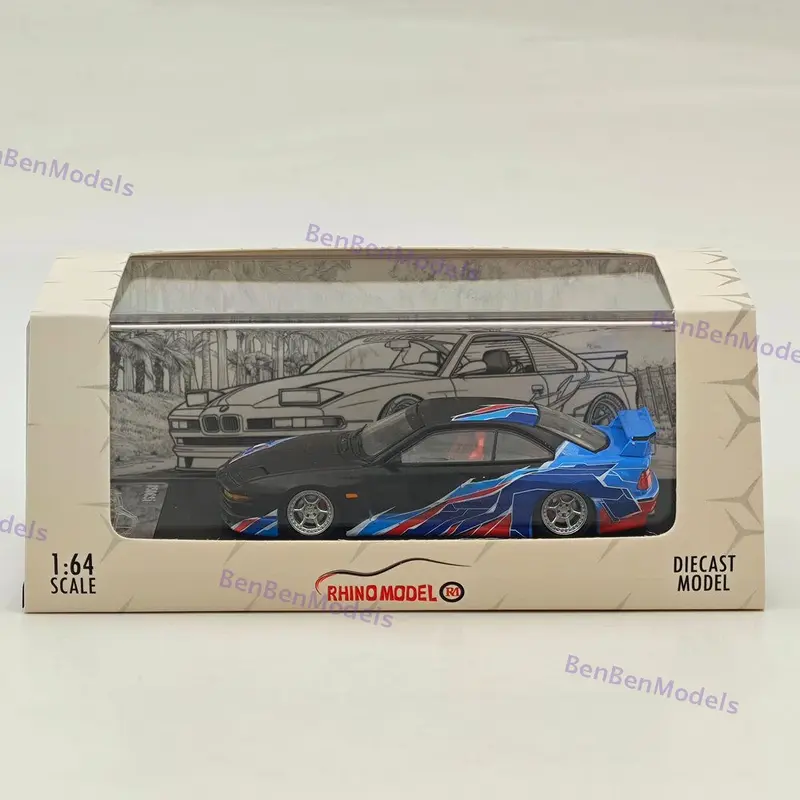 Rhino Model RM 1/64 850CSi E31 Black Blue Widebody Sports Model Diecast Model Car Limited Collection