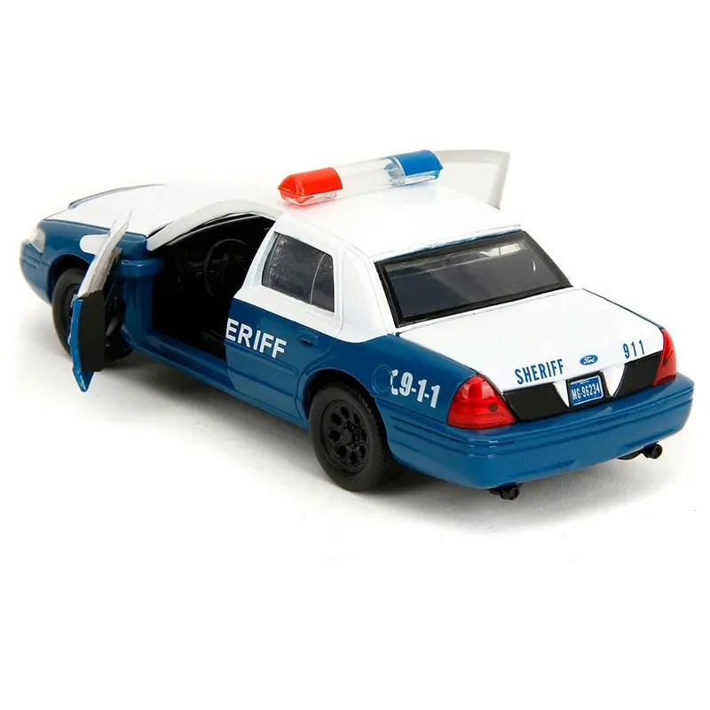 Rick Grimes' Ford Crown Victoria "Sheriff" Blue and White "The Walking Dead" (2010-2022) TV Series "Hollywood Rides" Series 1/32 Diecast Model Car by Jada