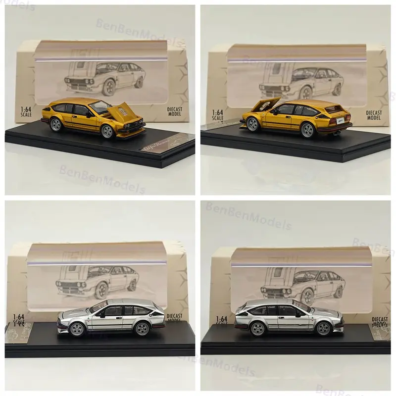 RM 1/64 GTV6 Gold/Silver Diecast Toys Car Models Collection Gifts