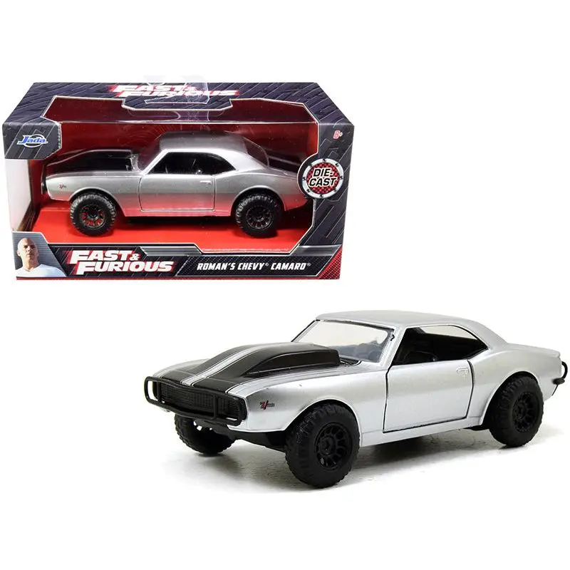 Roman's Chevrolet Camaro Z/28 Silver with Black Stripes "Fast & Furious 7" (2015) Movie 1/32 Diecast Model Car by Jada