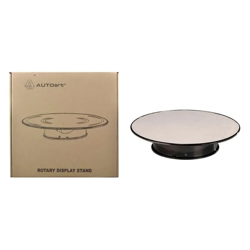 Rotary Display Turntable Stand Medium 10 Inches with Silver Top for 1/64, 1/43, 1/32, 1/24, 1/18 Scale Models by Autoart