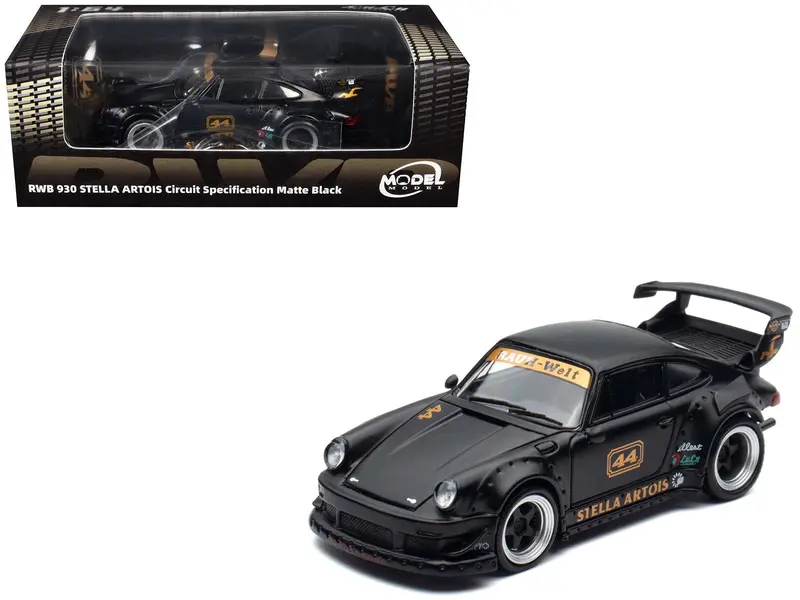 RWB 930 Circuit Specification #44 "Stella Artois" Matt Black 1/64 Diecast Model Car by Model Model