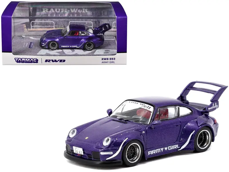 RWB 993 "Army Girl" Purple Metallic "Hobby64" Series 1/64 Diecast Model Car by Tarmac Works