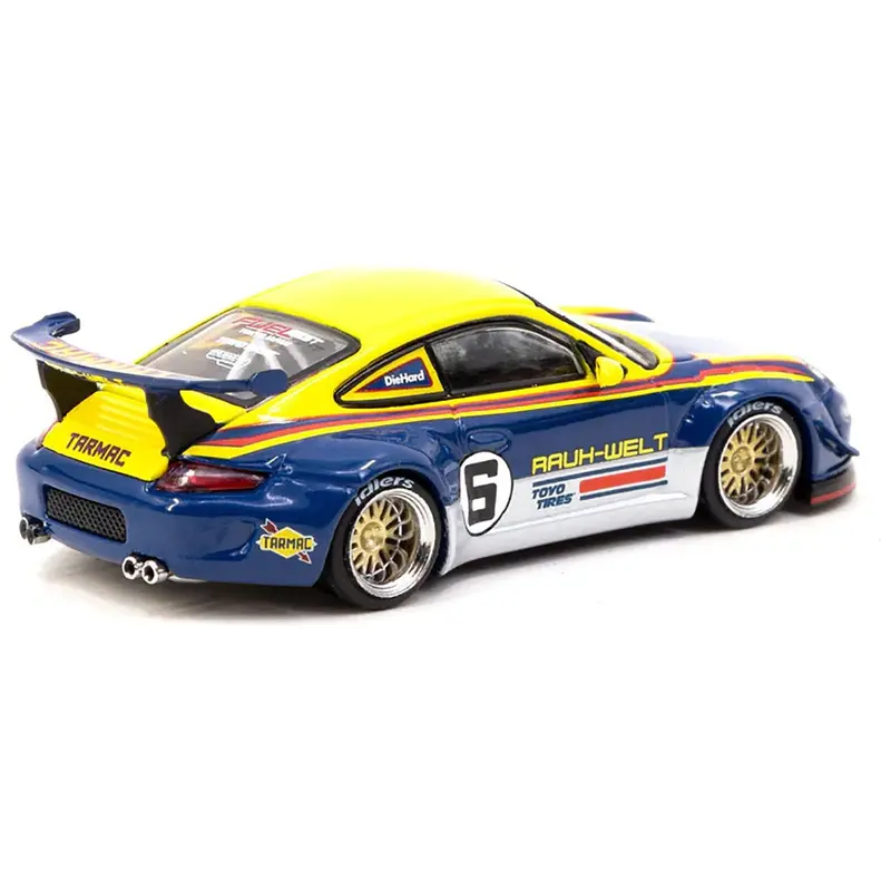 RWB 997 #6 Blue and Yellow with Graphics "FuelFest Tokyo" (2023) Special Edition "Hobby64" Series 1/64 Diecast Model Car by Tarmac Works