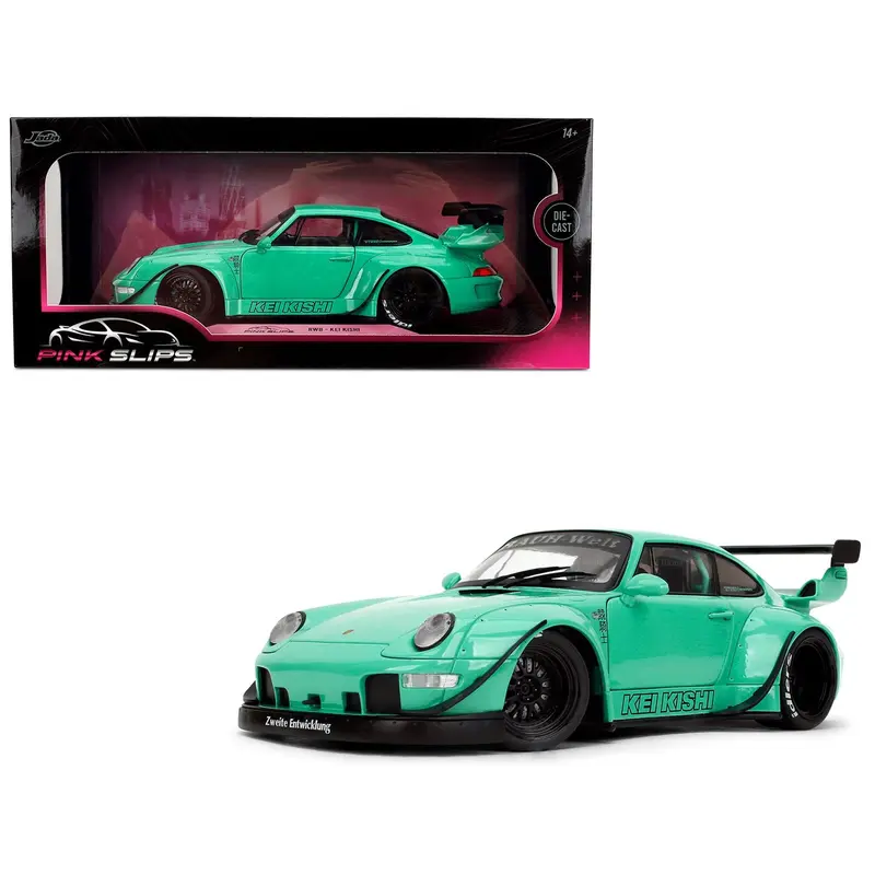 RWB Body Kit "Kei Kishi" Light Blue "Pink Slips" Series 1/18 Diecast Model Car by Jada