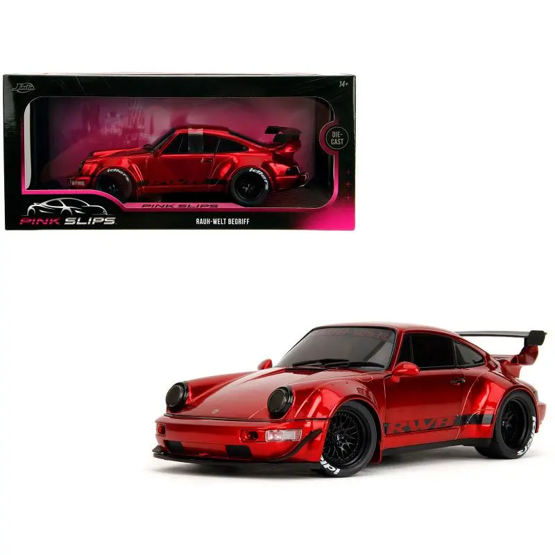 RWB Body Kit Red Metallic with Black Stripes "Pink Slips" Series 1/18 Diecast Model Car by Jada