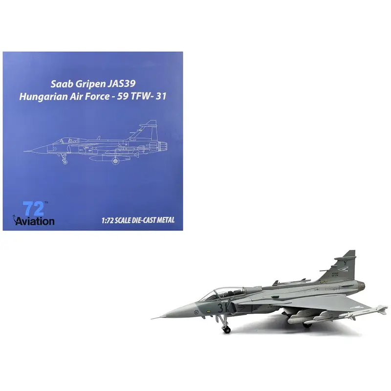 Saab JAS 39C Gripen Fighter Aircraft "59th Tactical Wing" (2023) Hungarian Air Force 1/72 Diecast Model Airplane by Aviation 72