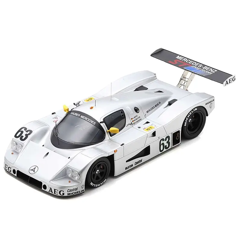 Sauber C9 #63 Jochen Mass - Manuel Reuter - Stanley Dickens "Team Sauber Mercedes" Winner "24 Hours of Le Mans" (1989) with Acrylic Display Case 1/18 Model Car by Spark