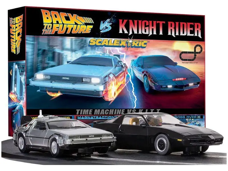 Scalextric 1980s TV Back to the Future vs Knight Rider Race Standard Analogue Set 1