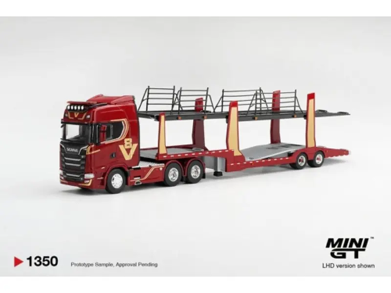 Scania 770S A6X4NA Car Transporter V8 50th Anniversary Plus Car Transporter Red (LHD) 1