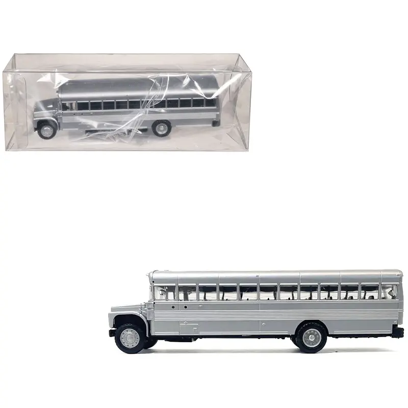 School Bus Silver Metallic 1/87 (HO) Plastic Model by Promotex