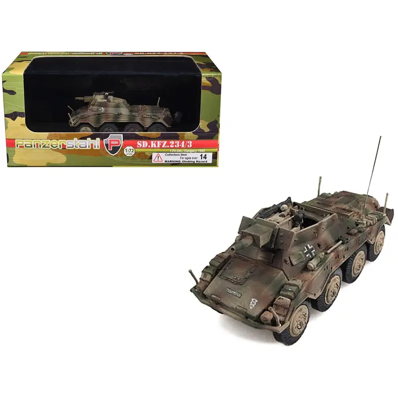 Sd.Kfz. 234/3 Armored Vehicle "1st Panzer Division Hungary" (1945) German Army 1/72 Diecast Model by Panzerstahl