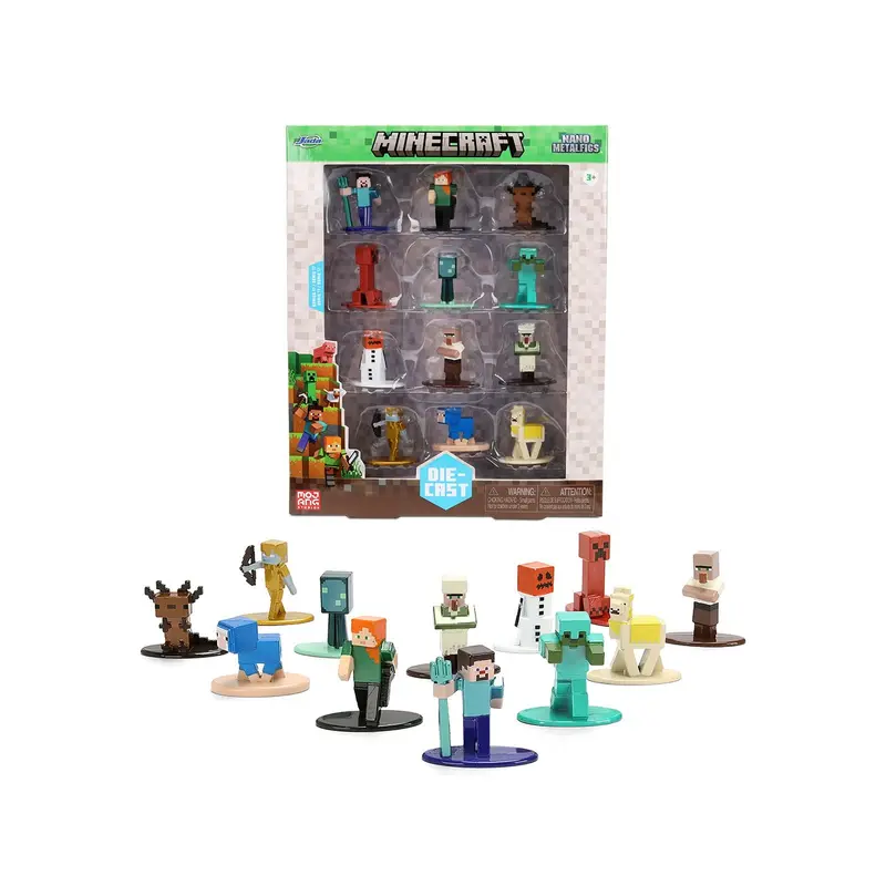 Set of 12 Diecast Figures "Minecraft" Video Game "Nano Metalfigs" Series Diecast Models by Jada
