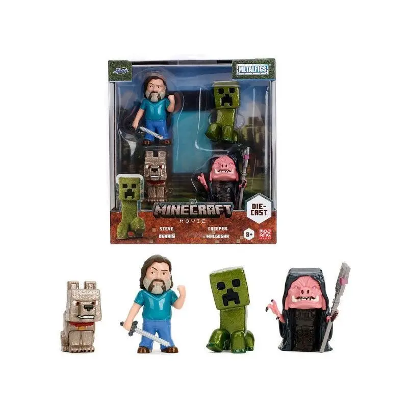 Set of 4 Diecast Figures "A Minecraft Movie" (2025) Movie "Metalfigs" Series Diecast Models by Jada