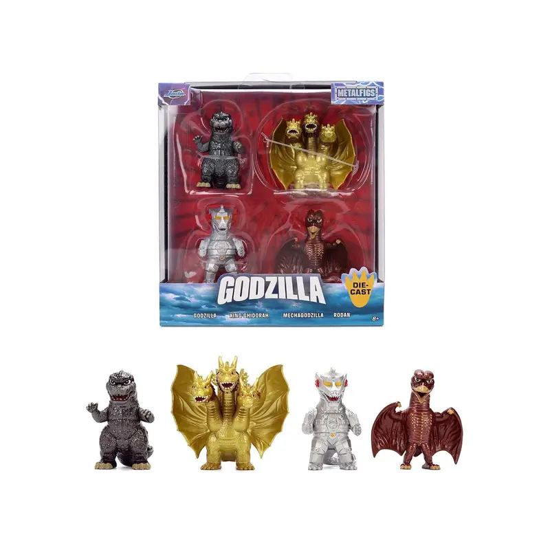 Set of 4 Diecast Figures "Godzilla" Franchise "Metalfigs" Series by Jada