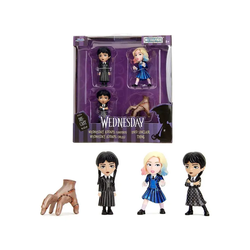 Set of 4 Diecast Figures "Wednesday" (2022-Current) TV Series "Metalfigs" Series Diecast Models by Jada