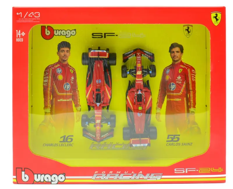 SET SCUDERIA FERRARI 2024 SF-24 N.16 + SF-24 N.55 1
