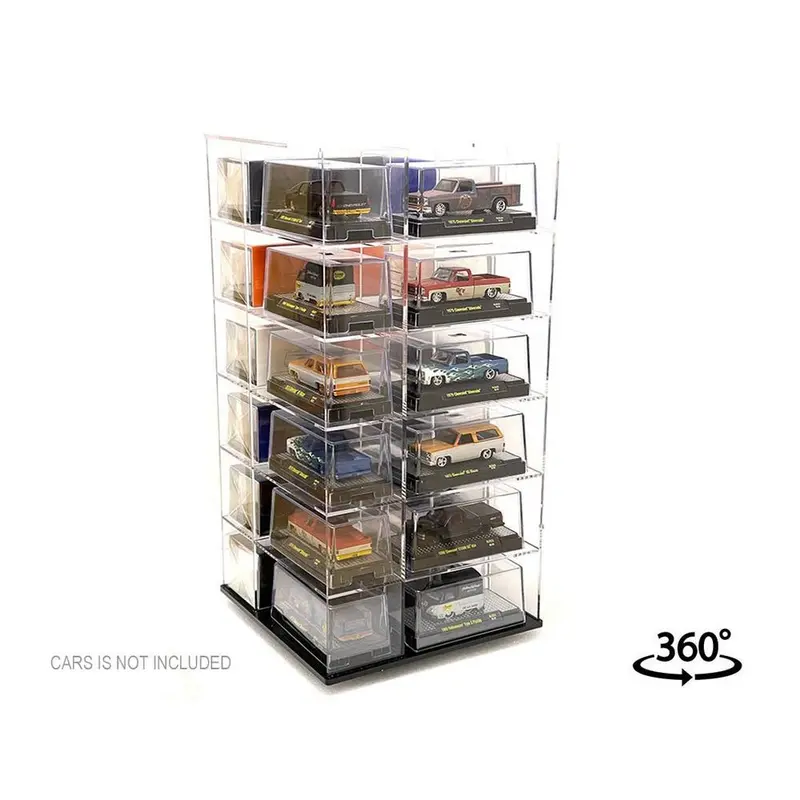 Showcase Large 24 Car Display Desktop Spinner with Cover "Mijo Exclusives" for 1/64 Scale Models