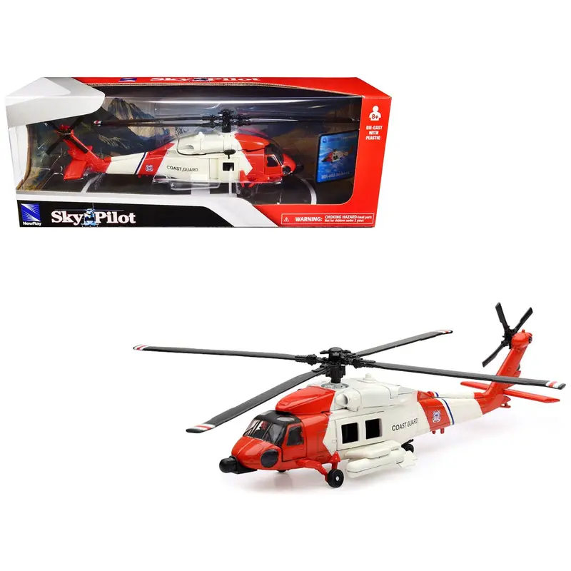 Sikorsky HH-60J Jayhawk Helicopter Red and White "United States Coast Guard" "Sky Pilot" Series 1/60 Diecast Model by New Ray