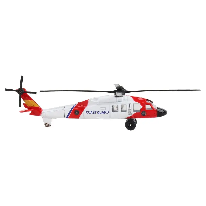 Sikorsky HH-60J Jayhawk Helicopter White and Red "United States Coast Guard" with Runway Section Diecast Model by Runway24