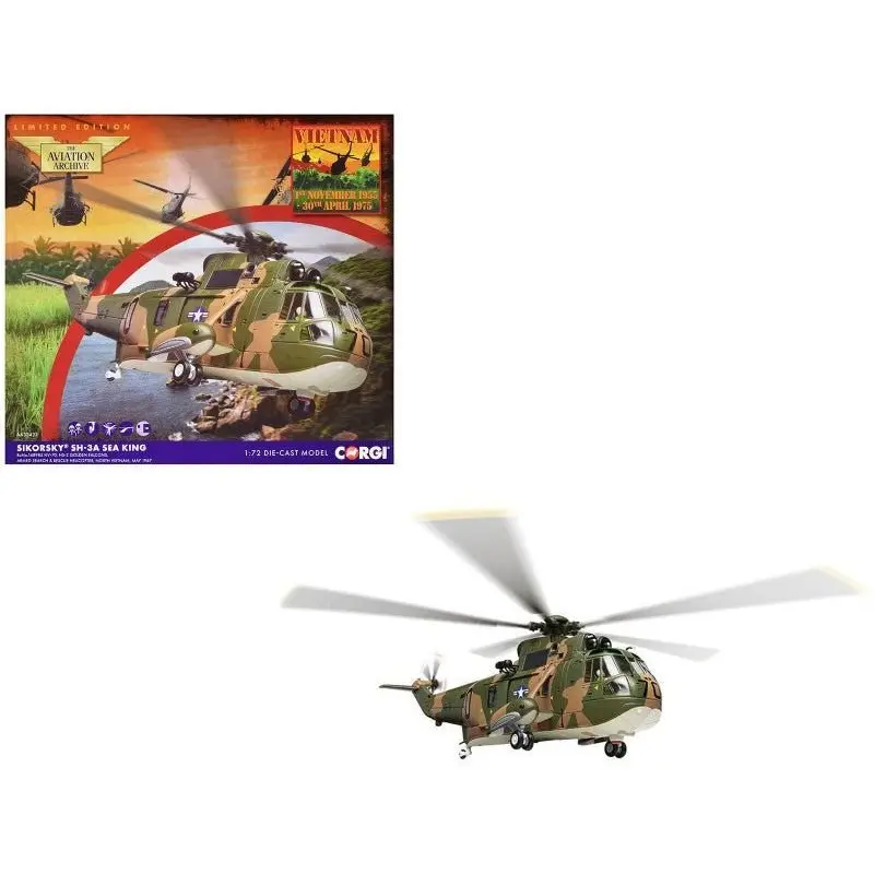 Sikorsky SH-3A Sea King Helicopter "HS-2 Golden Falcons Armed Search & Rescue North Vietnam" (1967) United States Navy "The Aviation Archive" Series 1/72 Diecast Model by Corgi