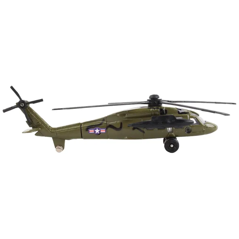 Sikorsky UH-60 Black Hawk Helicopter Olive Drab "United States Army" with Runway Section Diecast Model by Runway24