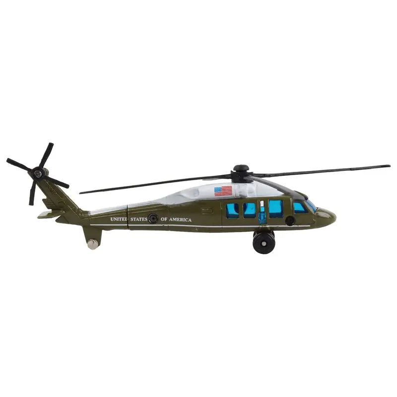 Sikorsky VH-60 White Hawk Helicopter Olive Drab with White Top "United States Presidential Helicopter - Marine One" with Runway Section Diecast Model by Runway24