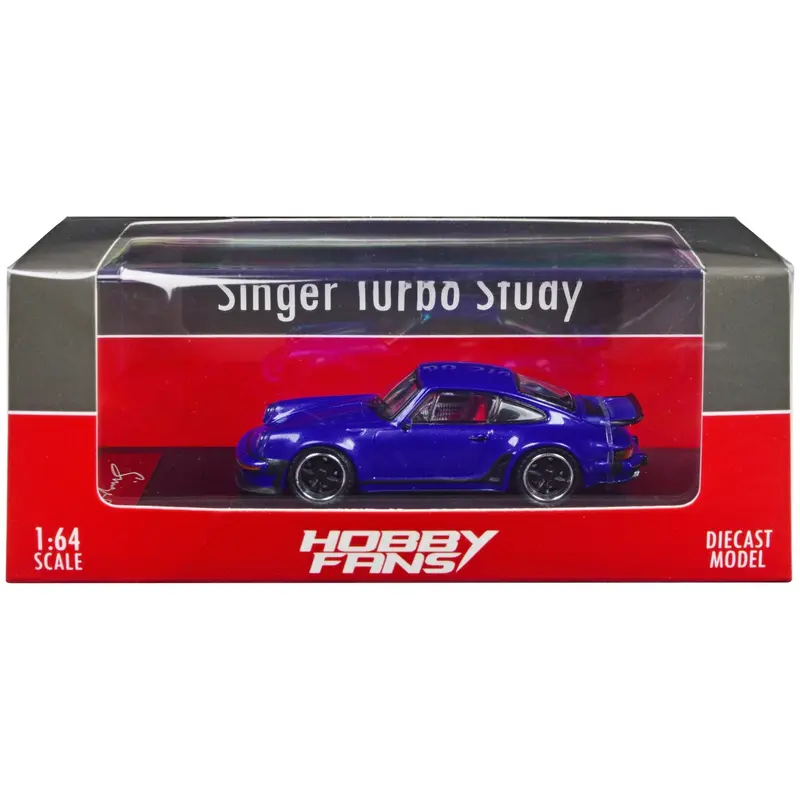 Singer Turbo Study Blue Metallic 1/64 Diecast Model Car by Hobby Fans