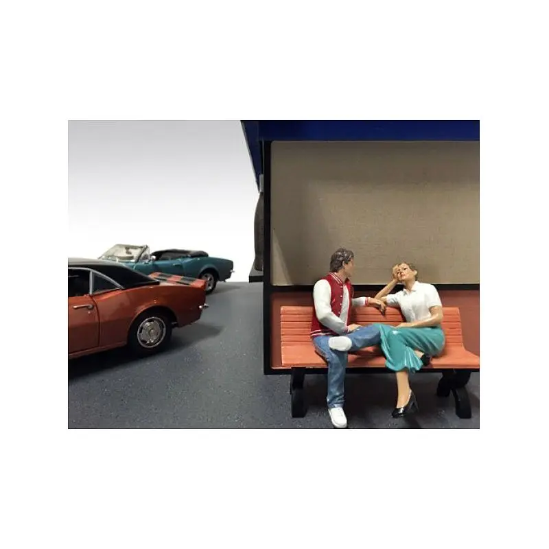 Sitting Couple Adam and Kristan 2 piece Figurine Set for 1/24 Scale Models by American Diorama