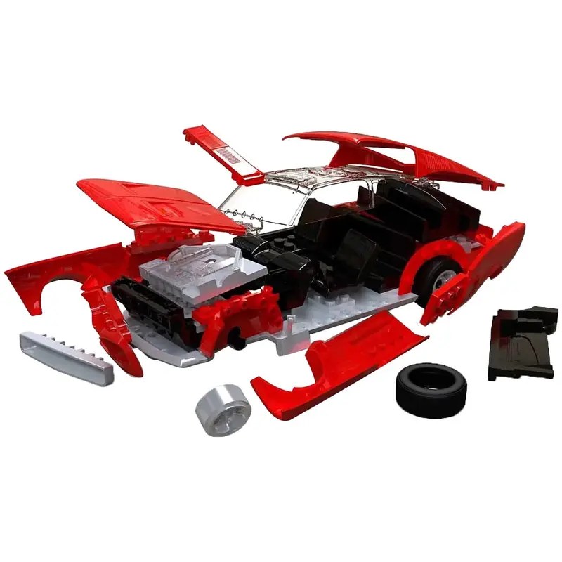 Skill 1 Model Kit 1968 Ford Mustang GT Red Snap Together Model by Airfix Quickbuild
