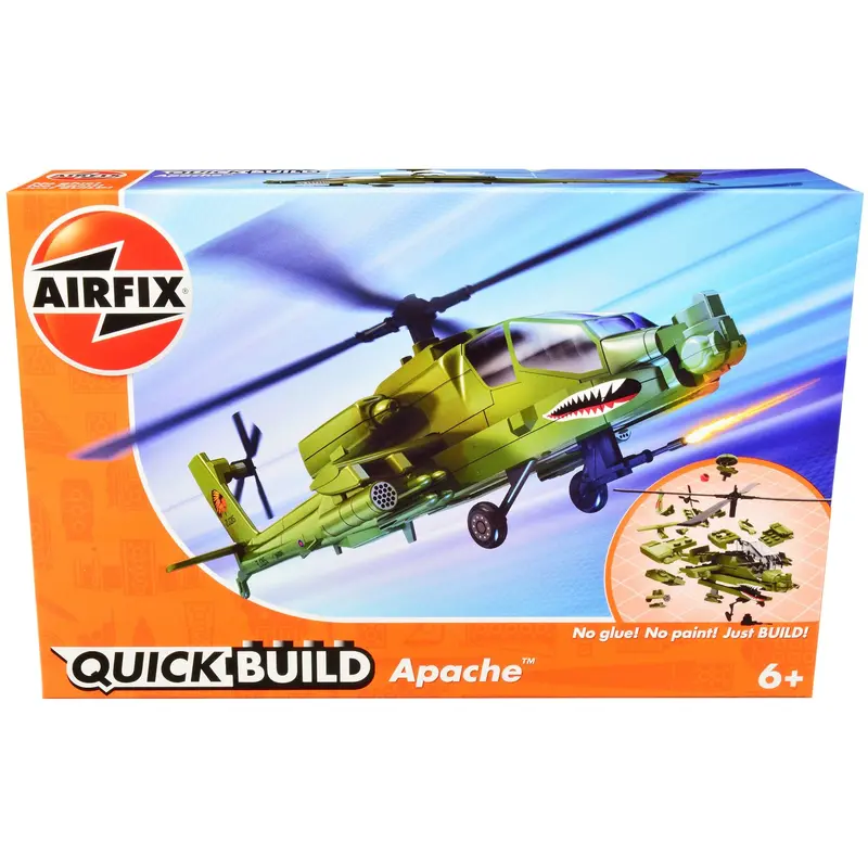 Skill 1 Model Kit  Apache Snap Together Painted Plastic Model Helicopter Kit by Airfix Quickbuild