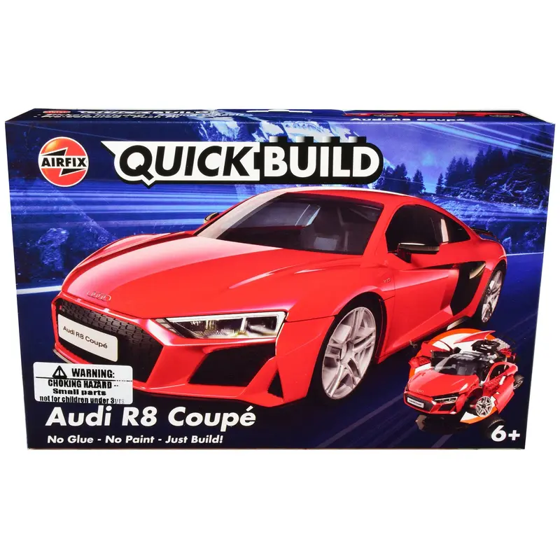 Skill 1 Model Kit Audi R8 Coupe Red Snap Together Model by Airfix Quickbuild