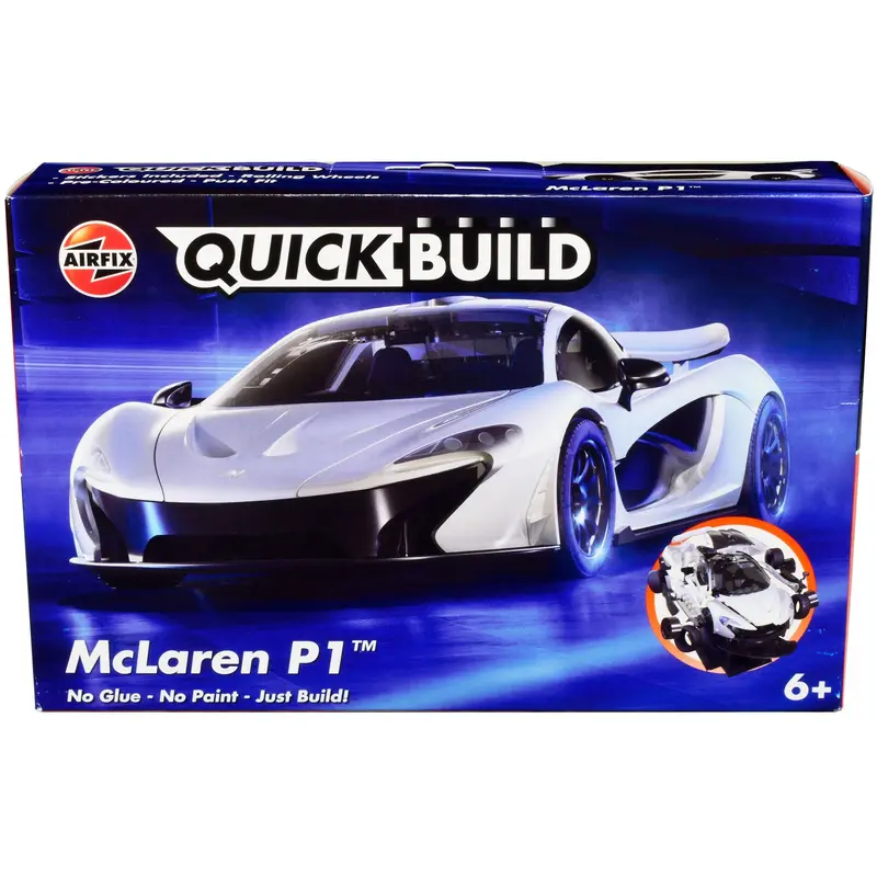 Skill 1 Model Kit McLaren P1 White Snap Together Painted Plastic Model Car Kit by Airfix Quickbuild