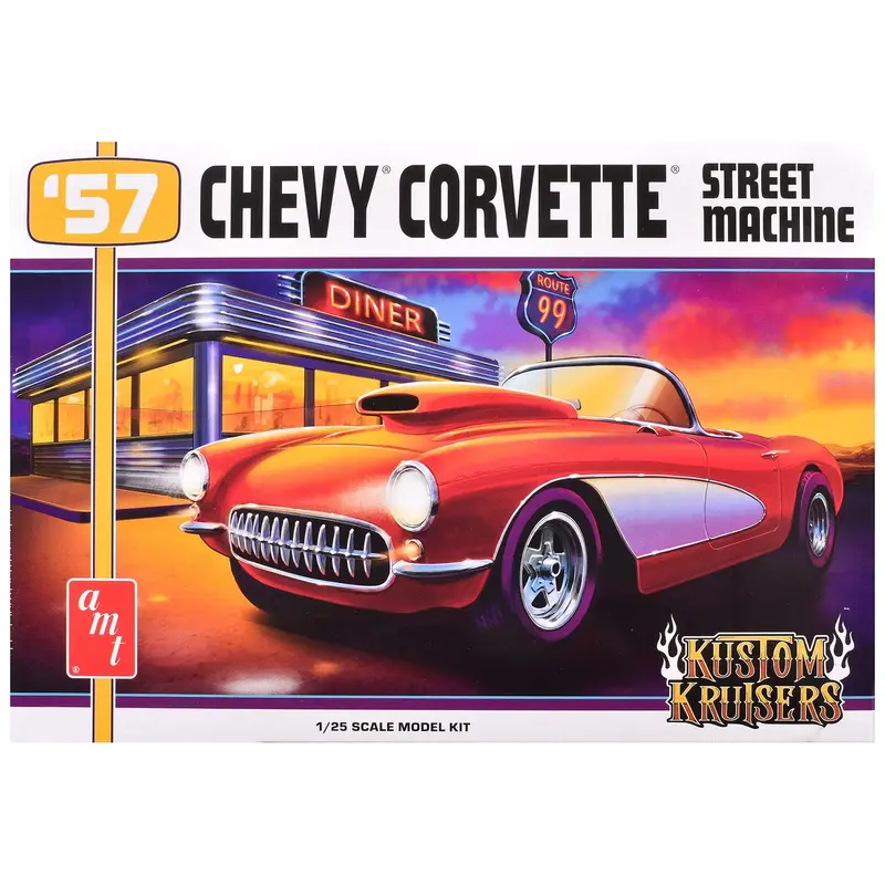 Skill 2 Model Kit 1957 Chevrolet Corvette Street Machine "Kustom Kruisers" Series 1/25 Scale Model by AMT