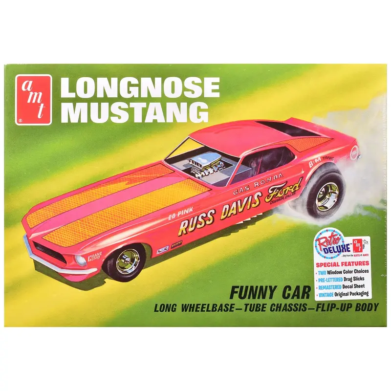 Skill 2 Model Kit 1969 Ford Mustang Longnose Funny Car "Gas Ronda" 1/25 Scale Model by AMT