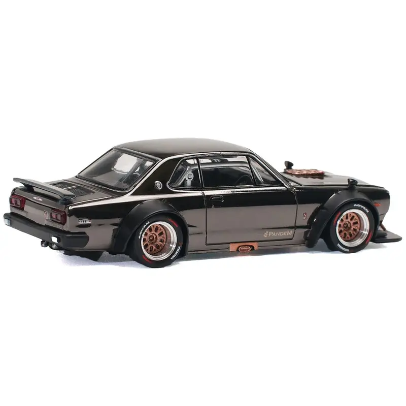 Skyline GT-R V8 Drift "Hakosuka" RHD (Right Hand Drive) Dark Chrome 1/64 Diecast Model Car by Pop Race