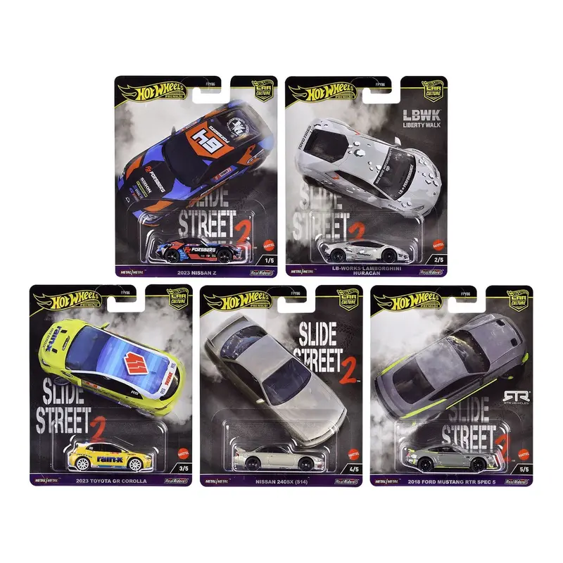 "Slide Street 2" 5 piece Set "Car Culture" 2024 Series H Diecast Model Cars by Hot Wheels