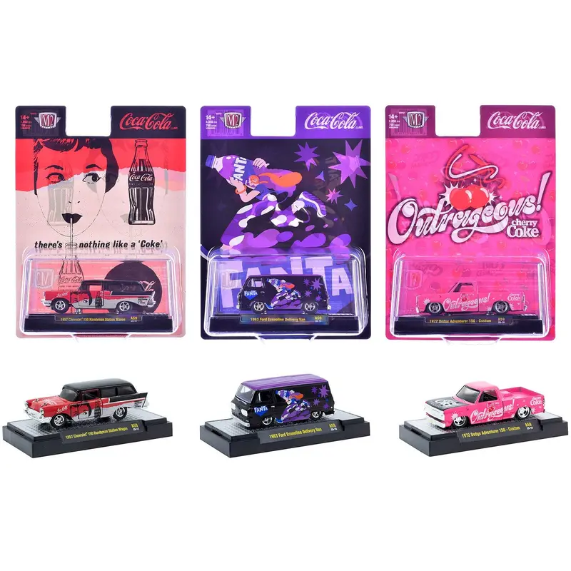 "Sodas" Set of 3 pieces Release 59 Limited Edition to 9600 pieces Worldwide 1/64 Diecast Model Cars by M2 Machines