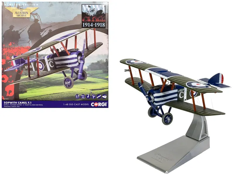 Sopwith Camel F.1 Aircraft "B7190 Donner Wetter! 'C' Flight No. 10 Squadron" (1918) Royal Naval Air Service "The Aviation Archive" Series 1/48 Diecast Model by Corgi