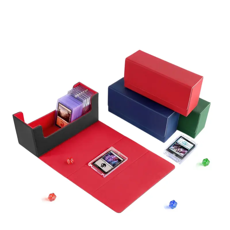Strong Magnet PU Deck Box Flip Cover Card Brick Storage Case For Standard TCG Collectible Trading Cards