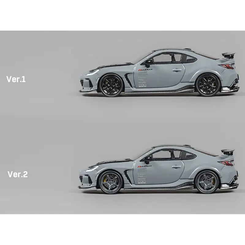 Subaru BRZ "Varis Arising-1" RHD (Right Hand Drive) Gray with Carbon Hood and Top with Extra Wheels 1/64 Diecast Model Car by CM Models