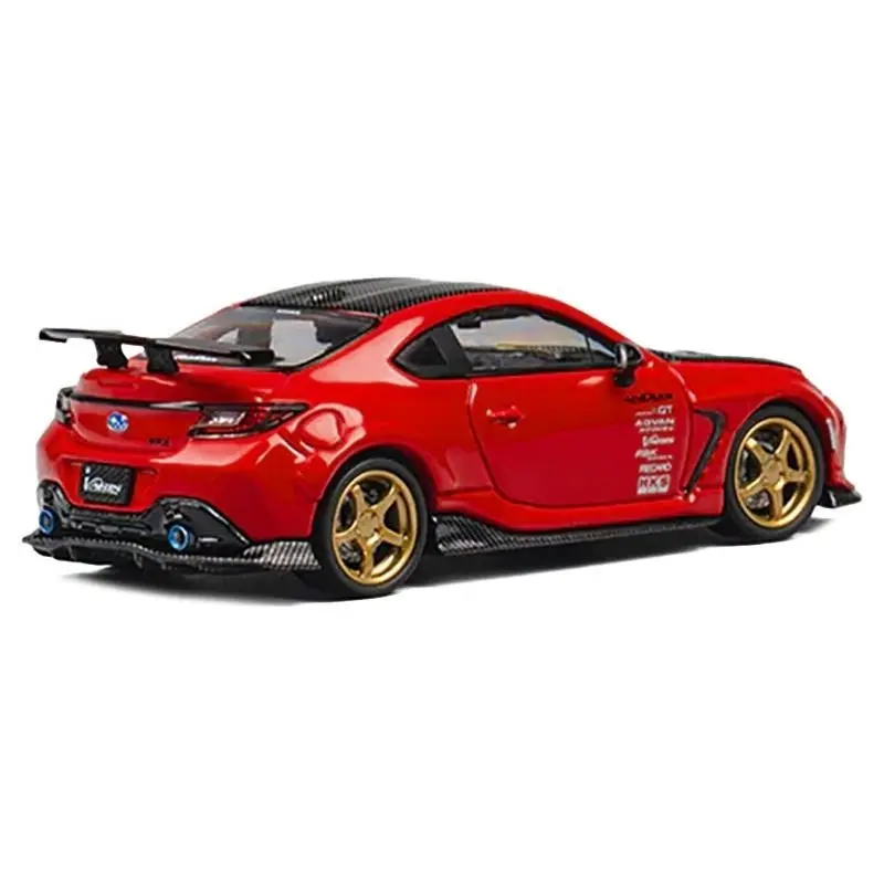 Subaru BRZ "Varis Arising-1" RHD (Right Hand Drive) Red with Carbon Hood and Top with Extra Wheels 1/64 Diecast Model Car by CM Models
