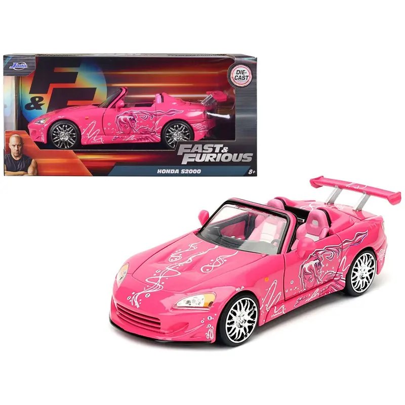Suki's 2001 Honda S2000 Convertible Pink with Graphics "Fast & Furious" Movie 1/24 Diecast Model Car by Jada
