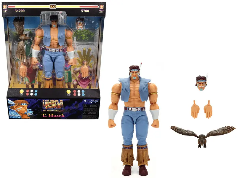 T. Hawk 7.5" Moveable Figure with Accessories and Alternate Head and Hands "Ultra Street Fighter II