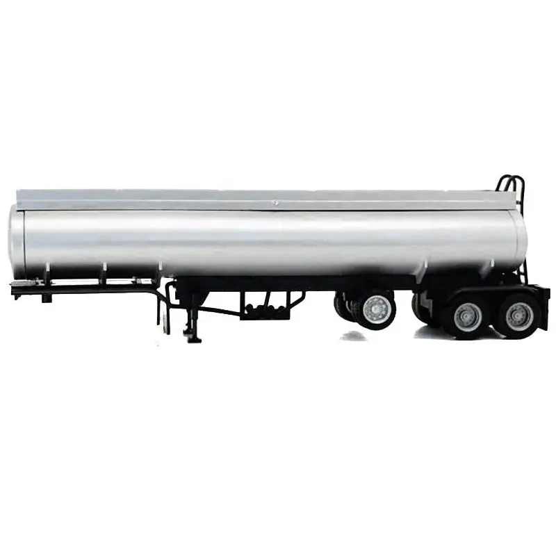 Tag-Axle Elliptical Tanker Trailer Silver 1/87 (HO) Plastic Model by Promotex