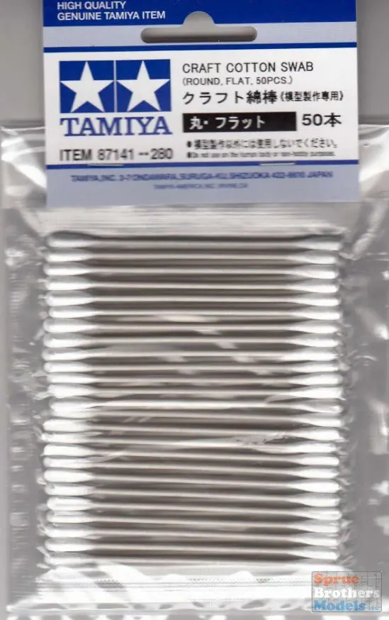 TAM87141 Tamiya Craft Cotton Swabs Round/Flat 50pcs