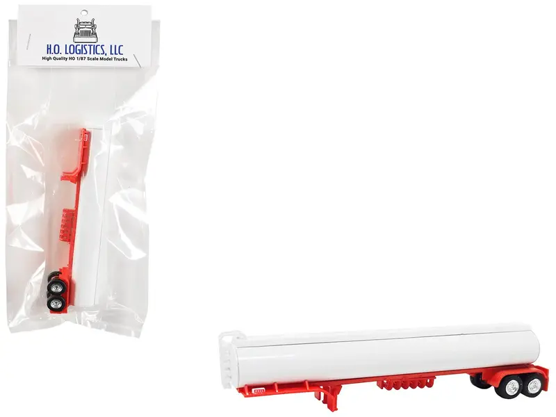 Tanker Trailer White and Red 1/87 (HO) Scale Plastic Model by HO Logistics