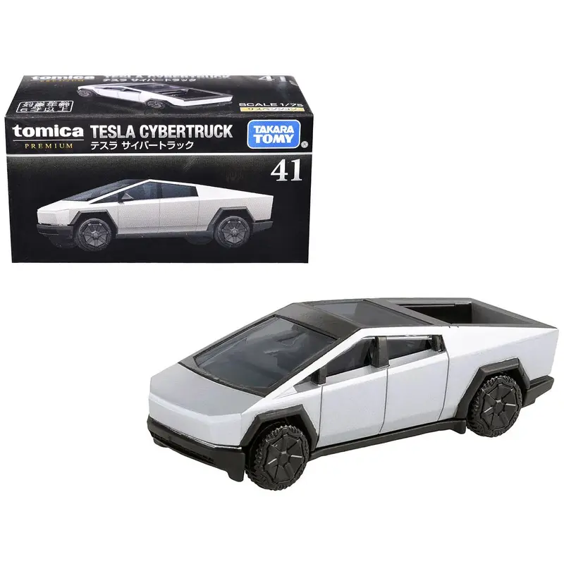 Tesla Cybertruck Pickup Truck Brushed Metal 1/75 Diecast Model Car by Tomica