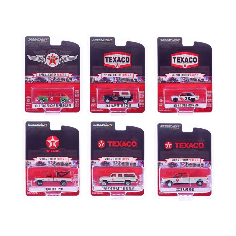 "Texaco Special Edition" Series 1 Set of 6 pieces 1/64 Diecast Model Cars by Greenlight