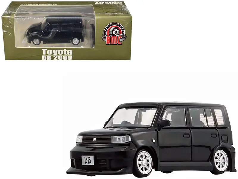 Toyota bB 2000 Van Black with Extra Accessories 1/64 Diecast Model Car by BM Creations